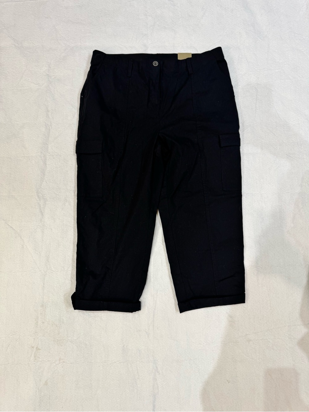 Chico's Black Cropped Cargo Capris with Turned Hem
